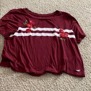 hollister burgundy rose shirt